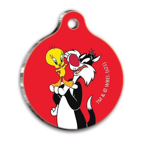 Sylvester & Tweety Yuvarlak Kedi ve Köpek Künyesi Medium 3 cm