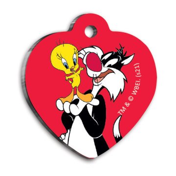 Sylvester & Tweety Kalp Şekilli Kedi ve Köpek Künyesi Small 2,5 x 2,73 cm