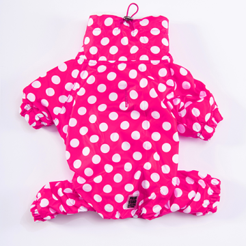 PawStar Fuşya Puantiyeli Tulum Yağmurluk Küçük ve Orta Irk