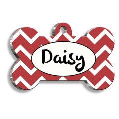 Kırmızı Beyaz Kedi Köpek Künyesi Small 2,1 x 3,1 cm