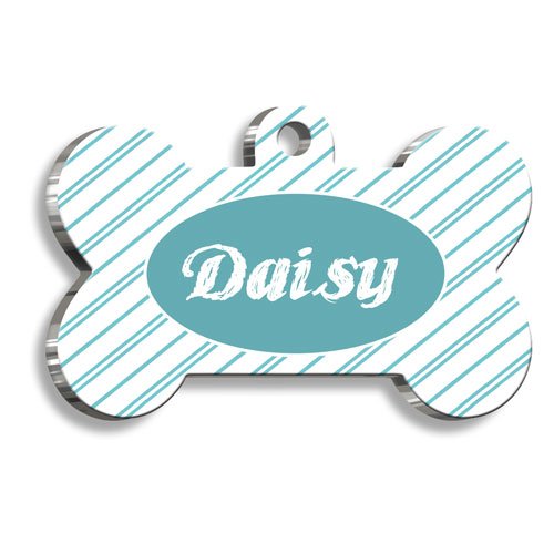 İnce Mavi Çizgiler Kedi Köpek Künyesi XLarge 3,3 x 5 cm