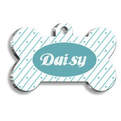 Mavi Çizgili ve Noktalı Kedi Köpek Künyesi Small 2,1 x 3,1 cm