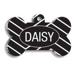 Siyah Beyaz Desenli kedi Köpek Künyesi XLarge 3,3 x 5 cm