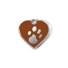 Kalp Şeklinde Mineli Küçük Kedi Köpek Künyesi Kahve