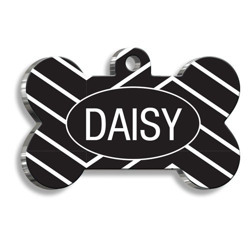 Siyah Beyaz Desenli kedi Köpek Künyesi Medium 2,6 x 3,8 cm