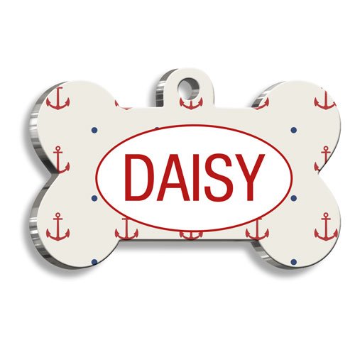 Çapa Desenli Kedi Köpek Künyesi XLarge 3,3 x 5 cm