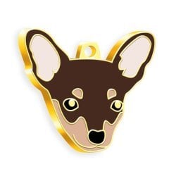 Altın Kaplama Kahverengi Pinscher Köpek Künyesi