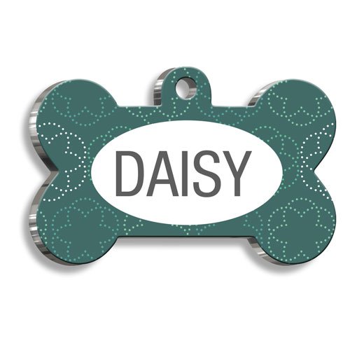 Koyu Yeşil Desenli Kedi Köpek Künyesi XLarge 3,3 x 5 cm