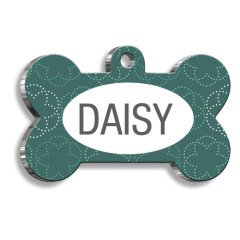 Koyu Yeşil Desenli Kedi Köpek Künyesi Medium 2,6 x 3,8 cm