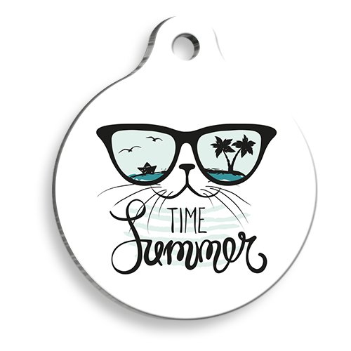 Yaz Zamanı Yuvarlak Kedi Künyesi Small 2,5 cm