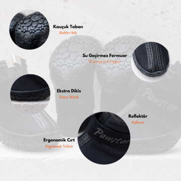 PawStar  Siyah Köpek Ayakkabısı