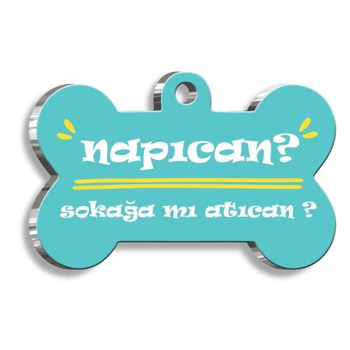 Napıcan? Mavi Kemik Şekilli Köpek Künyesi XLarge 3,3 x 5 cm