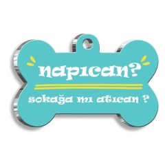 Napıcan? Mavi Kemik Şekilli Köpek Künyesi Medium 2,6 x 3,8 cm