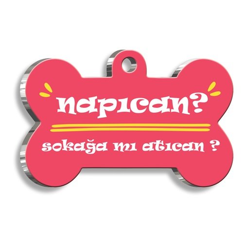 Napıcan? Pembe Kemik Şekilli Köpek Künyesi XLarge 3,3 x 5 cm