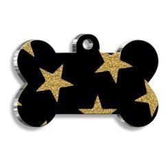Işıltılı Yıldızlar Kemik Şekilli Köpek Künyesi XLarge 3,3 x 5 cm