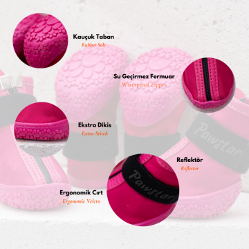 PawStar  Fuşya Köpek Ayakkabısı