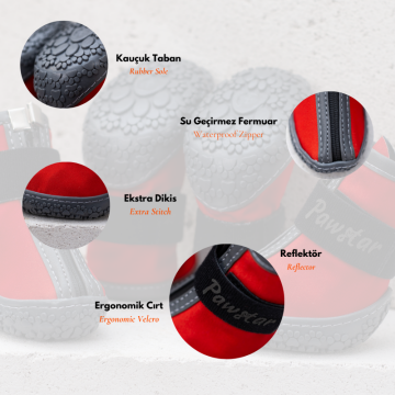 PawStar  Kırmızı Köpek Ayakkabısı