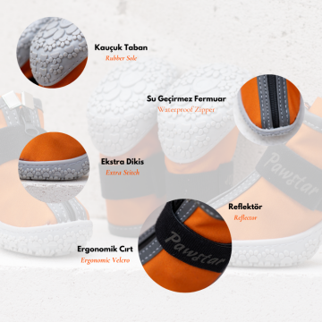 PawStar  Turuncu Köpek Ayakkabısı