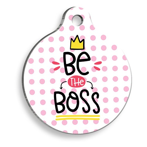 Be The Boss Pembe Yuvarlak Kedi ve Köpek Künyesi Small 2,5 cm