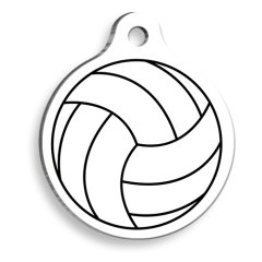 Voleybol Toplu Beyaz Yuvarlak Kedi ve Köpek Künyesi Medium 3 cm