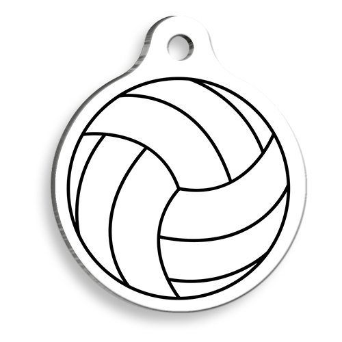 Voleybol Toplu Beyaz Yuvarlak Kedi ve Köpek Künyesi Large 3,8 cm