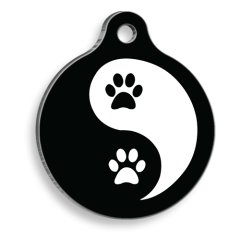 Yin Yang Patiler Yuvarlak Kedi ve Köpek Künyesi Small 2,5 cm