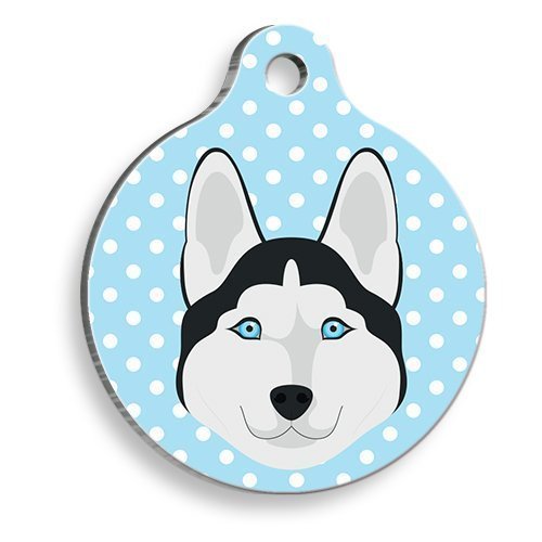 Puantiyeli Mavi Husky Yuvarlak Köpek Künyesi