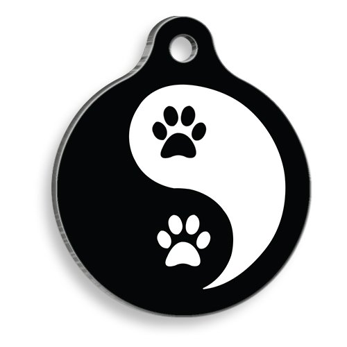 Yin Yang Patiler Yuvarlak Kedi ve Köpek Künyesi Medium 3 cm