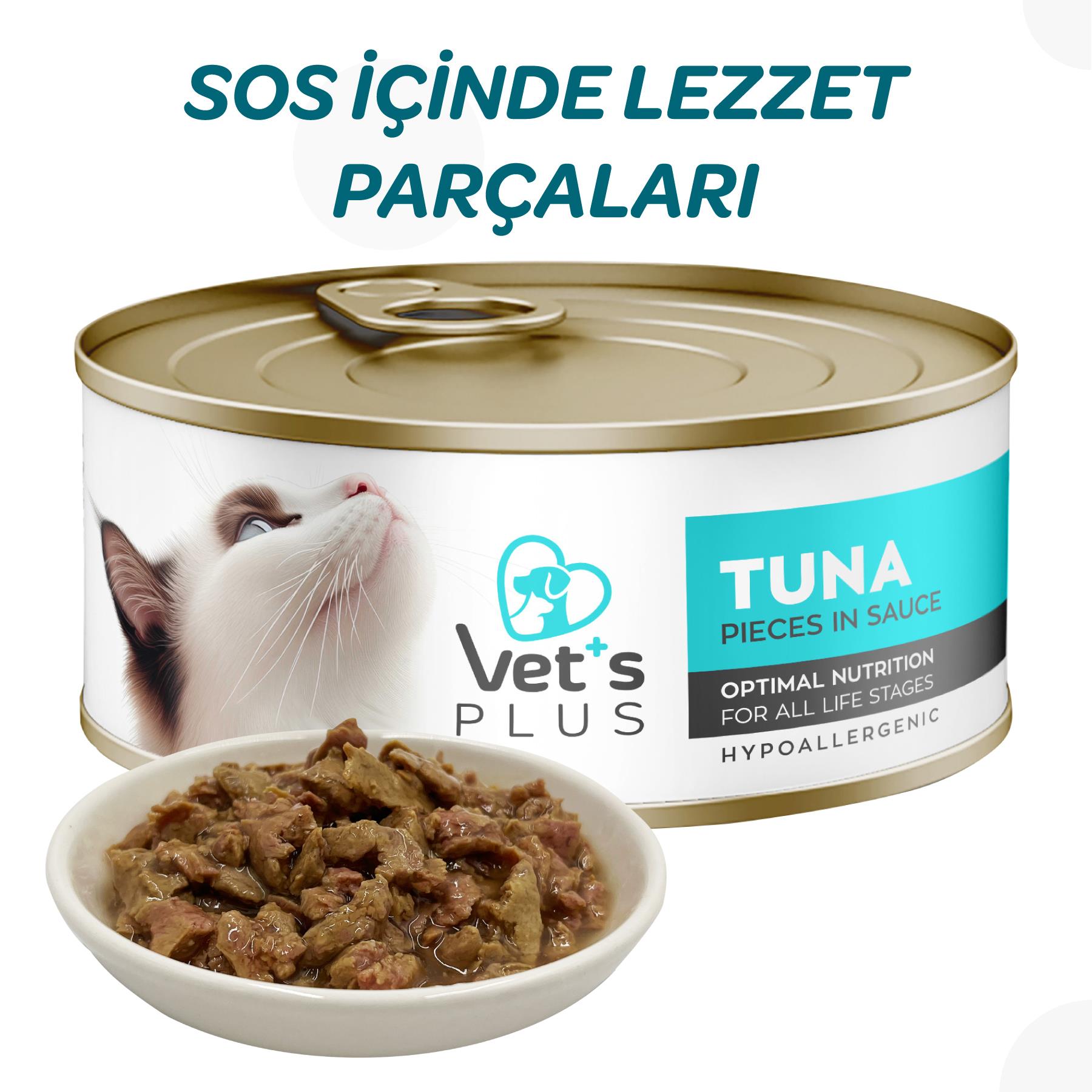 Vet's Plus Optimal Nutrition Ton Balıklı Tahılsız Kedi Konservesi 85gr