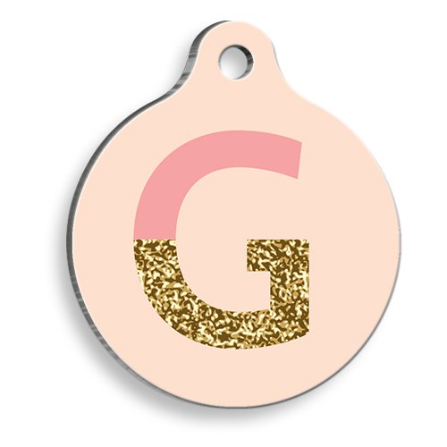 Işıltılı Harf Yuvarlak Kedi ve Köpek Künyesi Large 3,8 cm