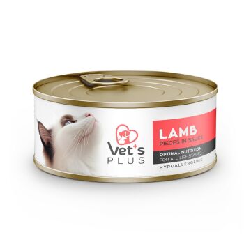 Vet's Plus Optimal Nutrition Kuzu Etli Tahılsız Kedi Konservesi 85gr