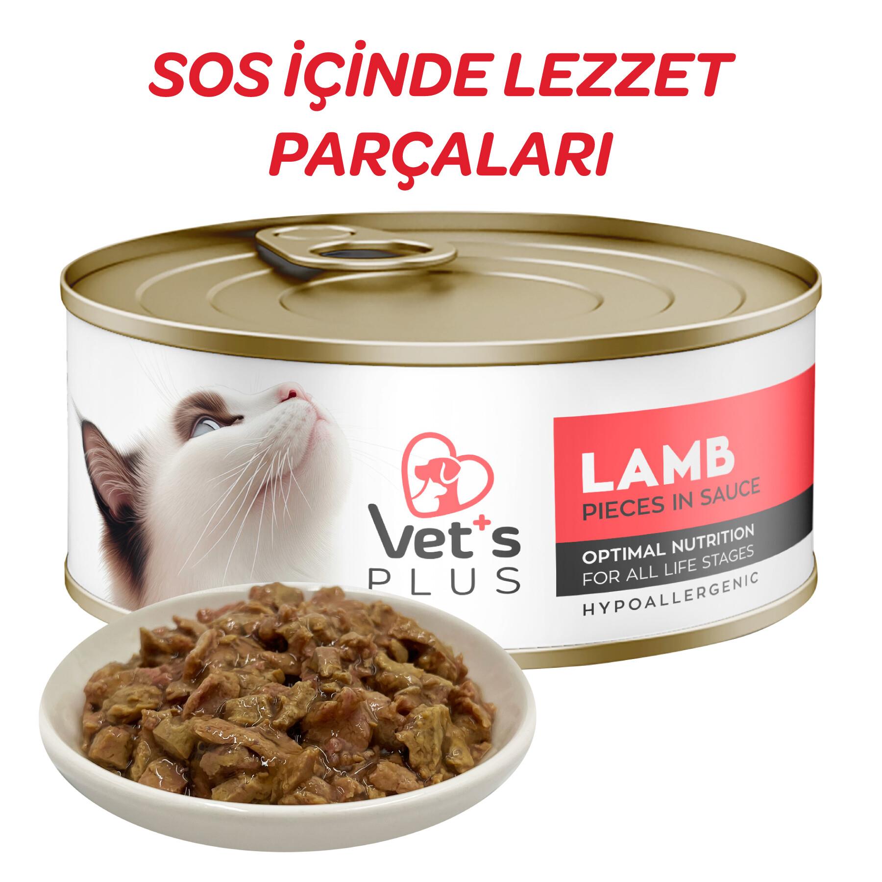 Vet's Plus Optimal Nutrition Kuzu Etli Tahılsız Kedi Konservesi 85gr