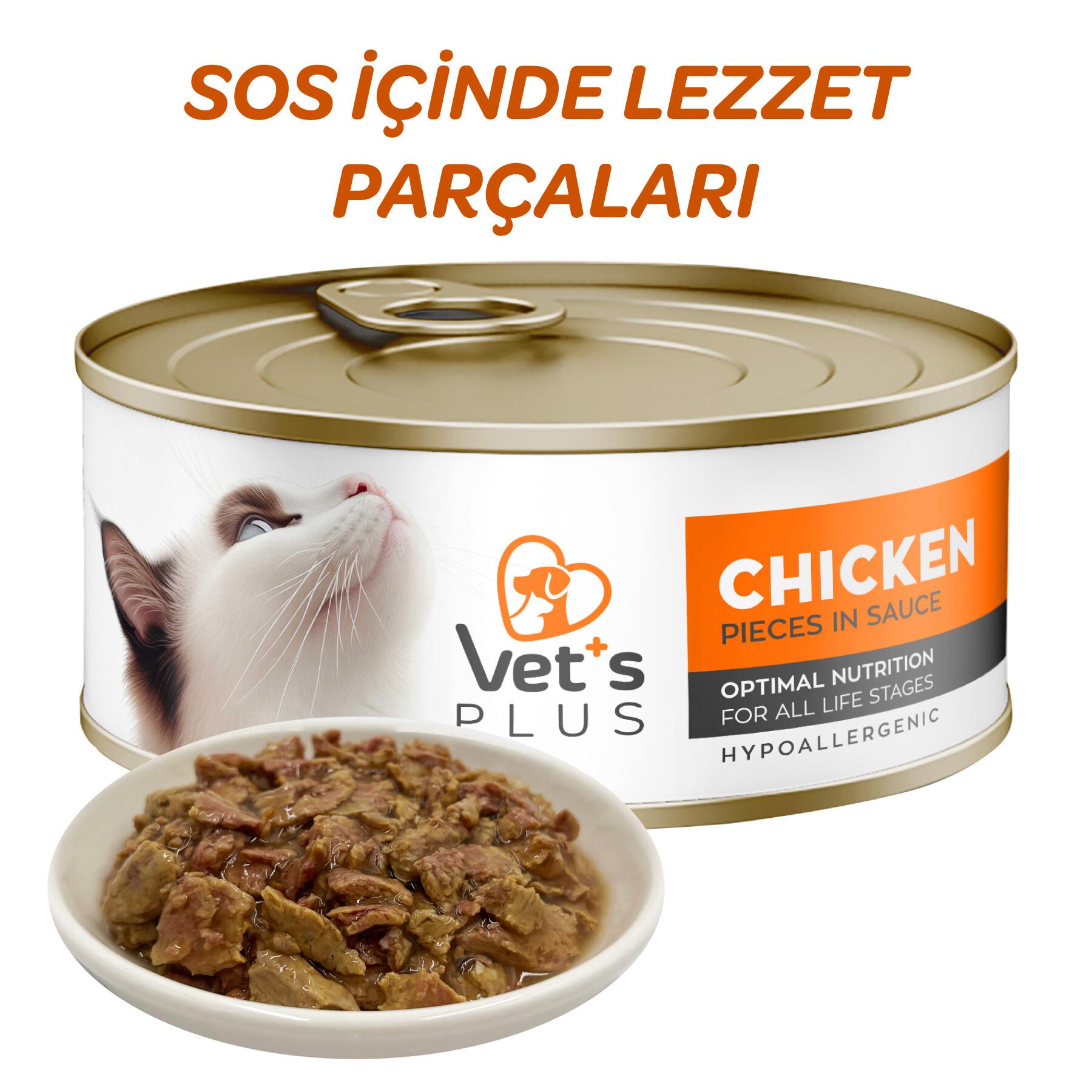 Vet's Plus Optimal Nutrition Tavuk Etli Tahılsız Kedi Konservesi 85gr
