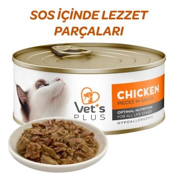 Vet's Plus Optimal Nutrition Tavuk Etli Tahılsız Kedi Konservesi 85gr