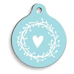 Çerçeveli Kalp Yuvarlak Kedi ve Köpek Künyesi Medium 3 cm