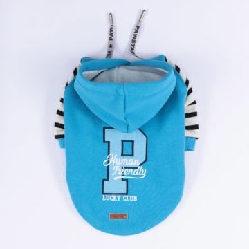 PawStar Turkuaz Lucky Club Hoodie Küçük ve Orta Irk