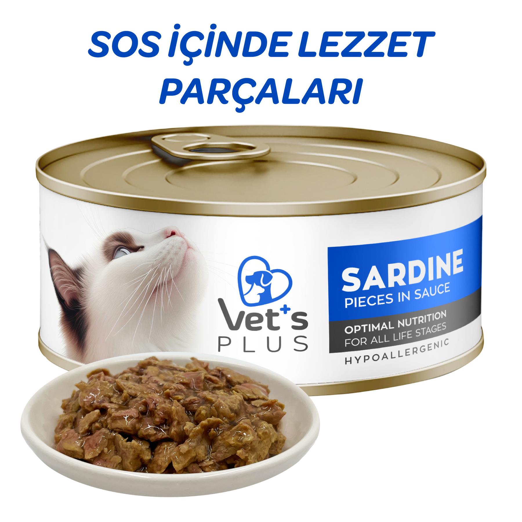 Vet's Plus Optimal Nutrition Sardalya Balıklı Tahılsız Kedi Konservesi 85gr