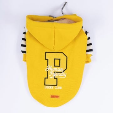 PawStar Sarı Lucky Club Hoodie Küçük ve Orta Irk