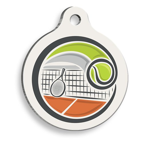 Tenis Kortlu Yuvarlak Kedi ve Köpek Künyesi Medium 3 cm