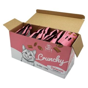 Vet's Plus Crunchy İçi Dolgulu Somonlu ve Catnipli Kedi Ödül Bisküvisi 60gr
