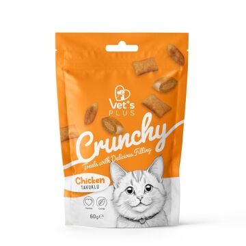 Vet's Plus Crunchy İçi Dolgulu Tavuklu ve Catnipli Kedi Ödül Bisküvisi 60gr