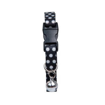Desenli Zilli Ayarlanabilir Kedi Boyun Tasması 22-30 cm Siyah