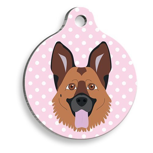 Pembe Puantiyeli Alman Kurdu Yuvarlak Köpek Künyesi