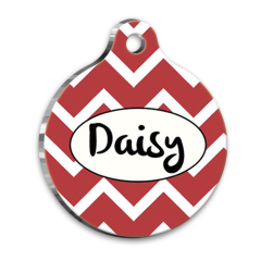 Kırmızı Beyaz Yuvarlak Kedi Köpek Künyesi Large 3,8 cm