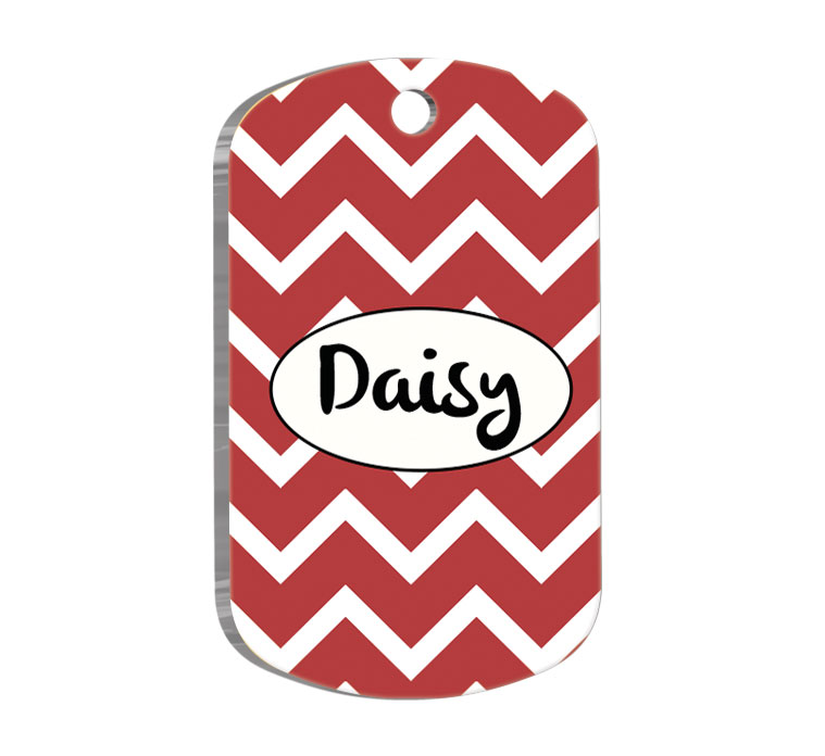 Kırmızı Beyaz Askeri Kedi Köpek Künyesi Small 2 x 3,5 cm