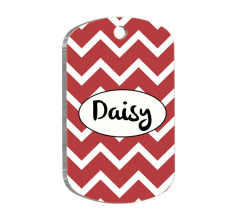 Kırmızı Beyaz Askeri Kedi Köpek Künyesi Small 2 x 3,5 cm