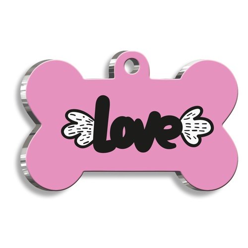 Uçan Aşk Kemik Şekilli Köpek Künyesi XLarge 3,3 x 5 cm