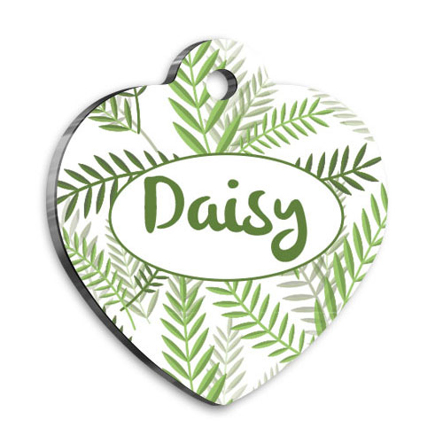 Yapraklı Kalp Kedi Köpek Künyesi Large 4,2 x 4,5 cm