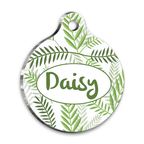 Yapraklı Yuvarlak KediKöpek Künyesi Large 3,8 cm