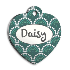 Yeşil Geometrik Kalp Kedi Köpek Künyesi Medium 3,2 x 3,5 cm